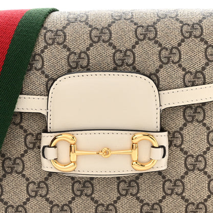 Gucci GG Supreme Monogram Web Mini Horsebit 1955 Shoulder Bag Beige Mystic White 9 of 14