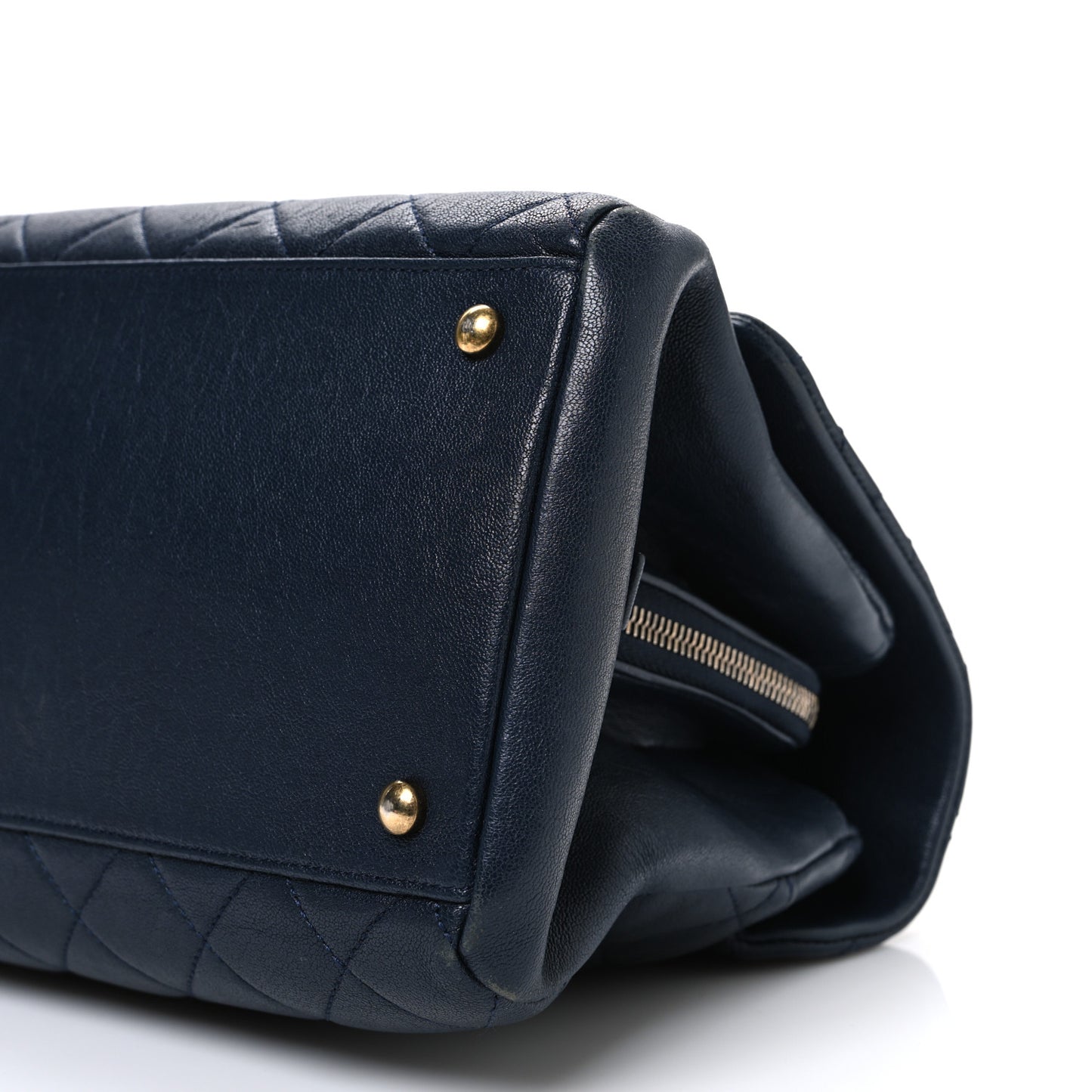Shiny Sheepskin Quilted Large Trapezio Flap Navy