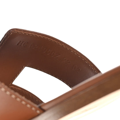 Hermes Box Calfskin Oran Sandals 37 Gold 6 of 10