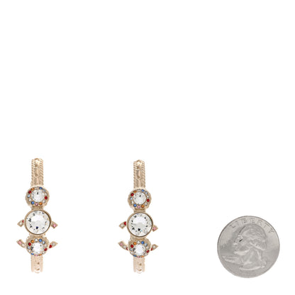 Chanel Crystal Pearl CC Hoop Earrings Gold Multicolor 2 of 4