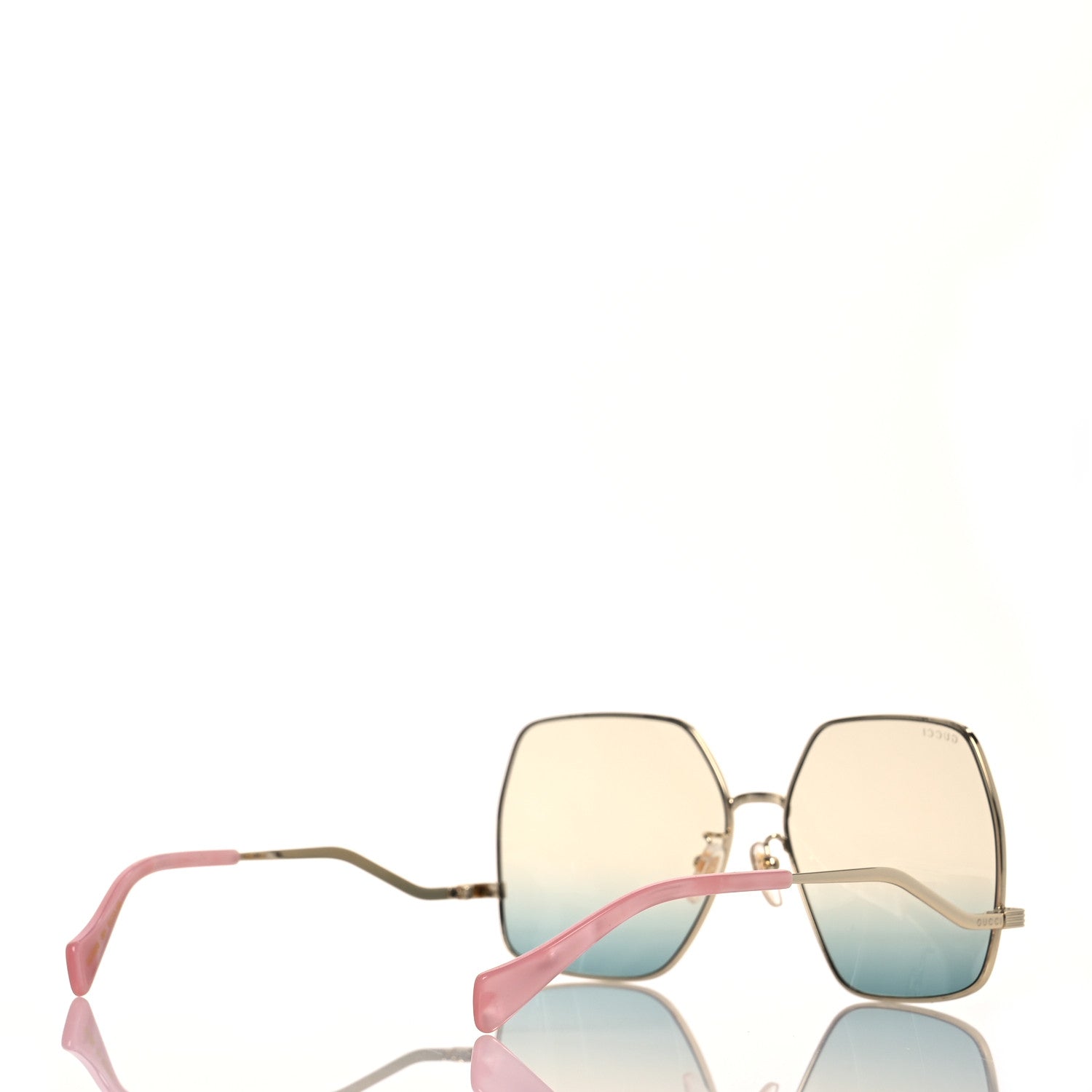 Gucci Metal Oversized Square Frame Sunglasses GG1005S Gold Green 4 of 8