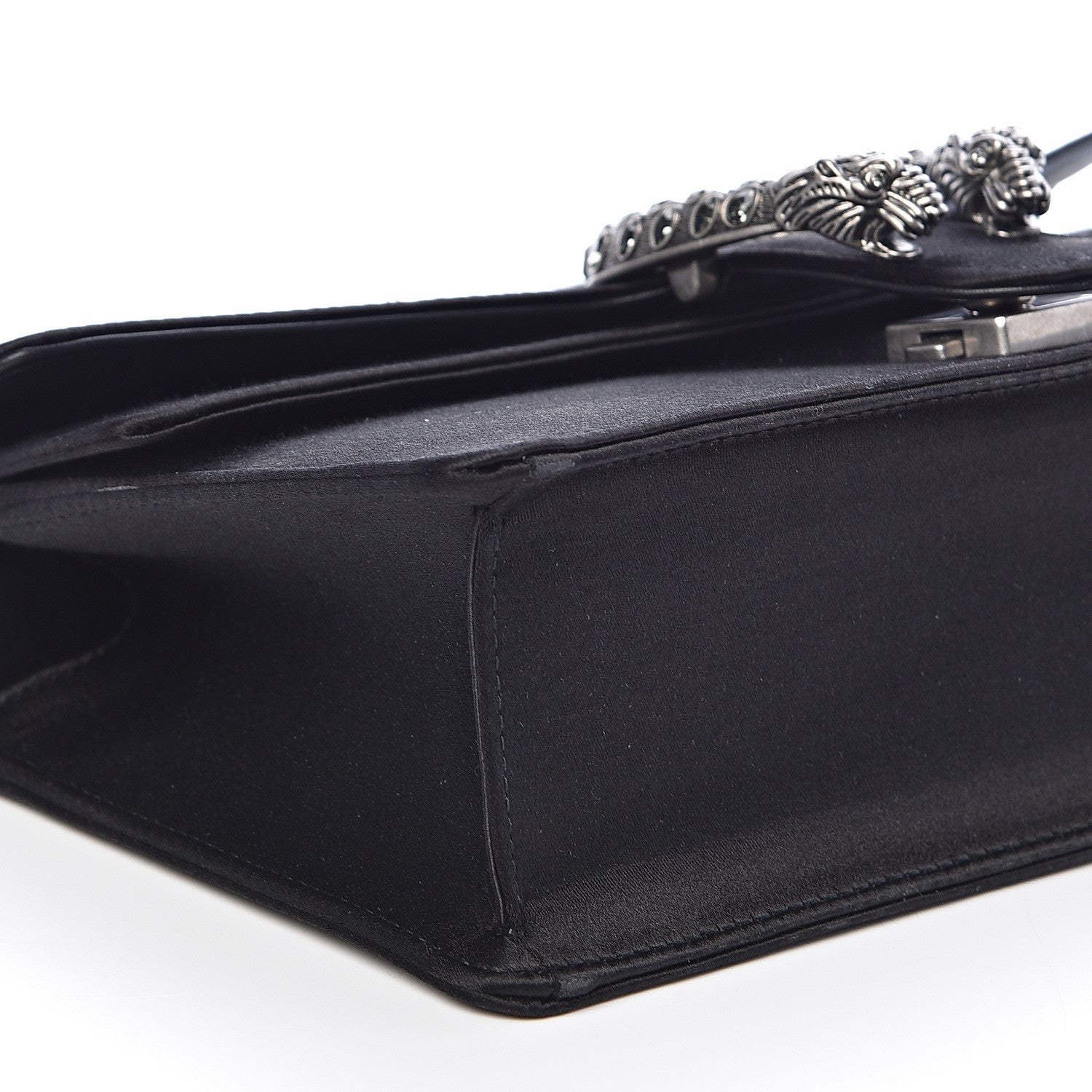 Gucci Satin Silk Crystal Small Dionysus Shoulder Bag Black Black Diamond 9 of 10