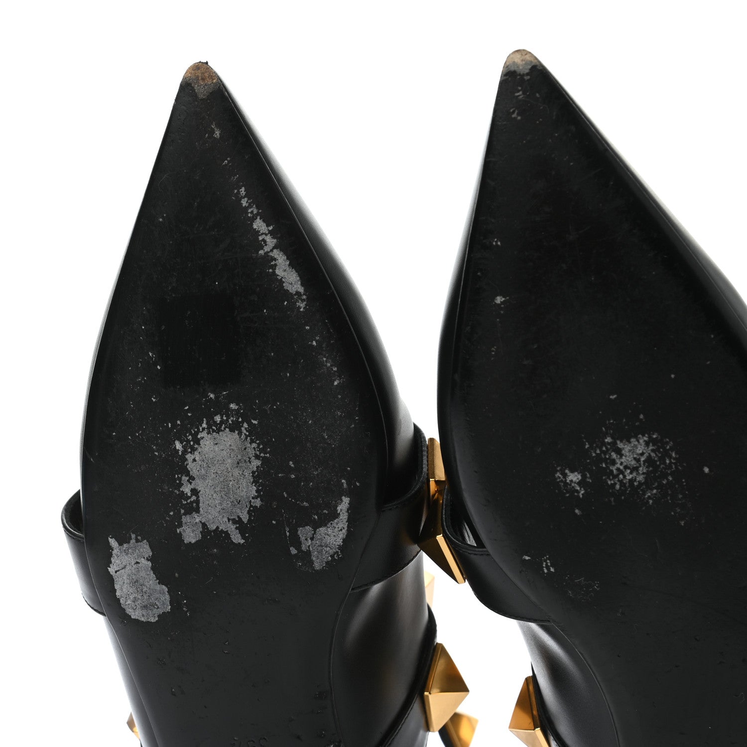 Valentino Garavani Calfskin Roman Stud Ankle Strap Flat Mules 39.5 Black 10 of 10