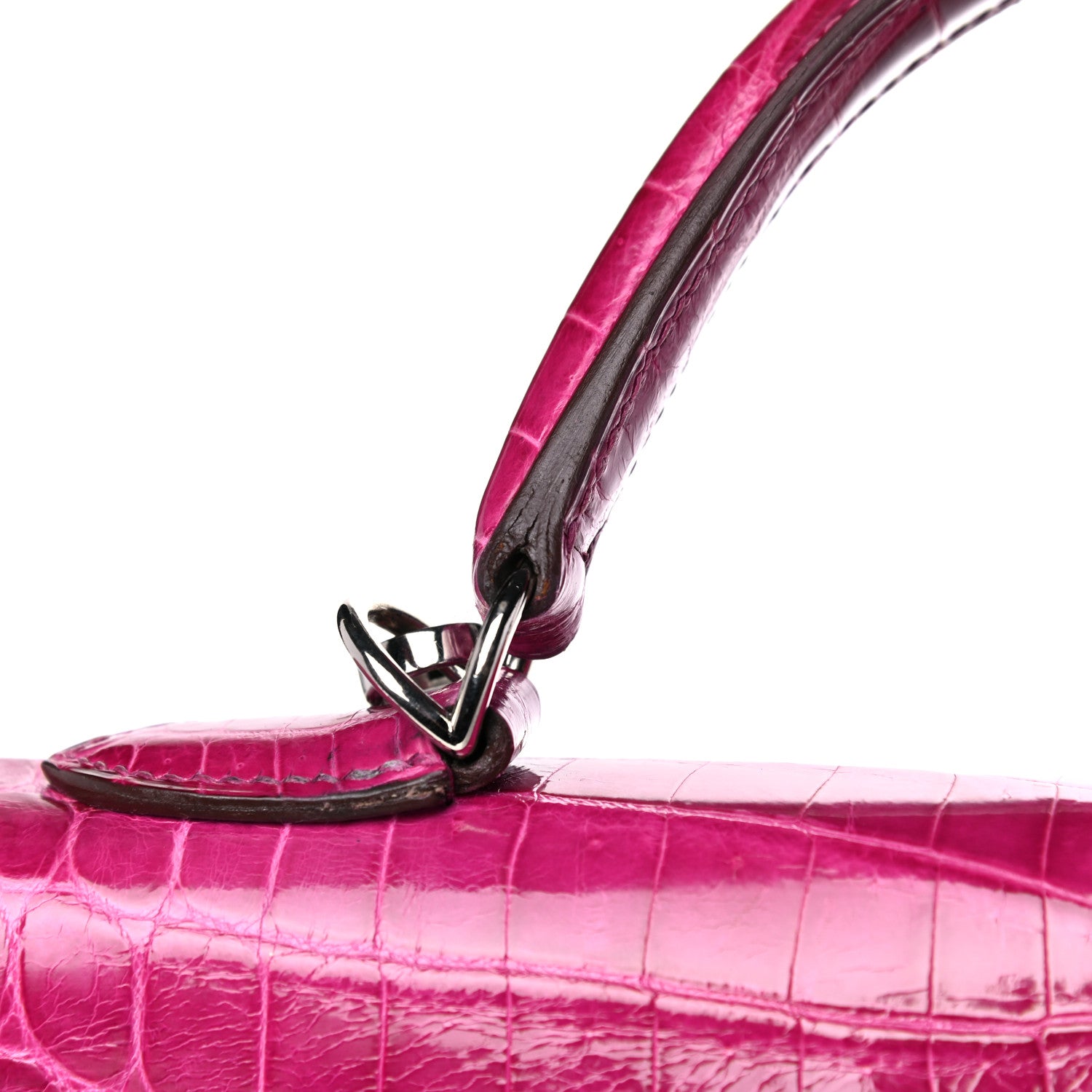 Hermes Shiny Niloticus Crocodile Kelly Sellier 32 Rose Scheherazade 18 of 27