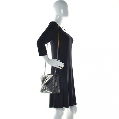 Saint Laurent Calfskin Y Quilted Monogram Small Loulou Chain Satchel Pebble 3 of 12