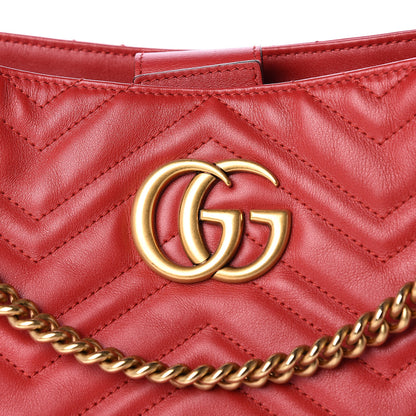 Gucci Calfskin Matelasse Medium GG Marmont Shoulder Tote Bag Hibiscus Red 14 of 14