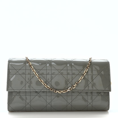 Christian Dior Patent Cannage Lady Dior Rendezvous Wallet On Chain Grey 1 of 9