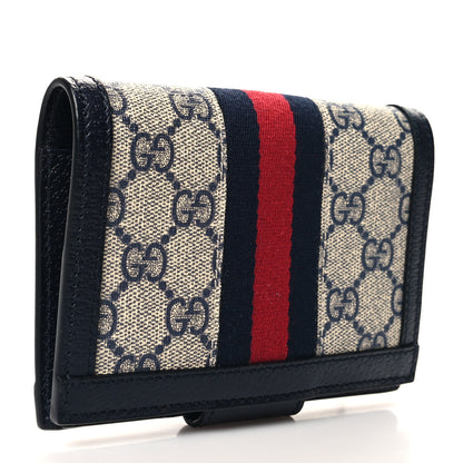 Gucci GG Supreme Monogram Textured Dollar Calfskin Web Ophidia Passport Case Beige Blue 3 of 8