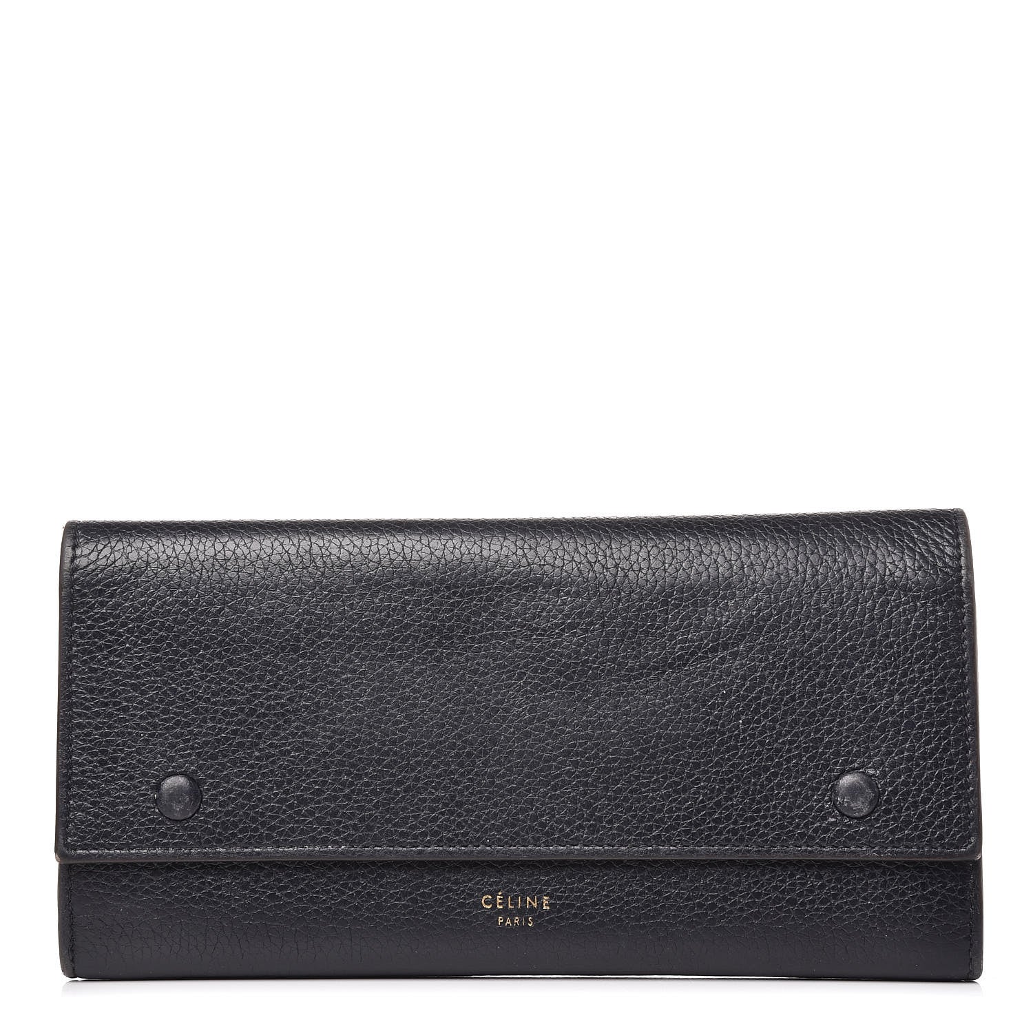 Celine Drummed Calfskin Large Multifunction Flap Wallet Black 1 of 13