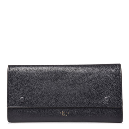 Celine Drummed Calfskin Large Multifunction Flap Wallet Black 1 of 13