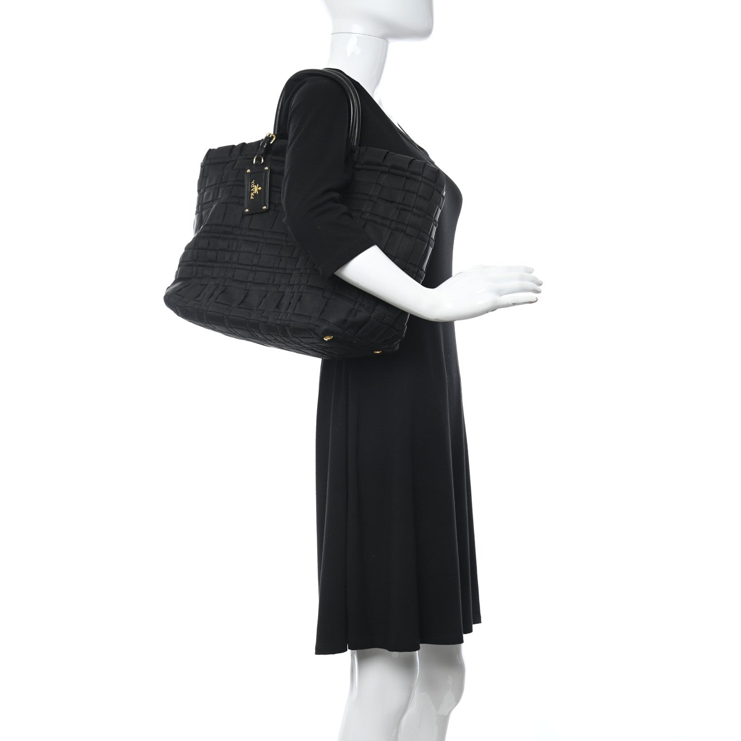 Prada Tessuto Nylon Woven Shopping Tote Black 2 of 9
