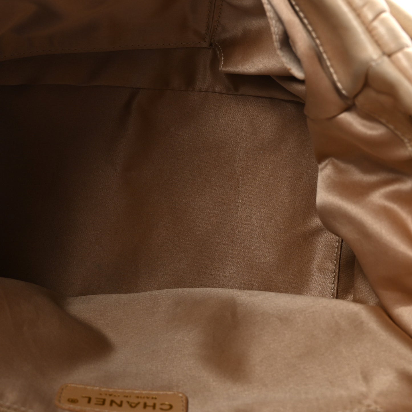 Lambskin Bubble Quilt Accordion Flap Beige