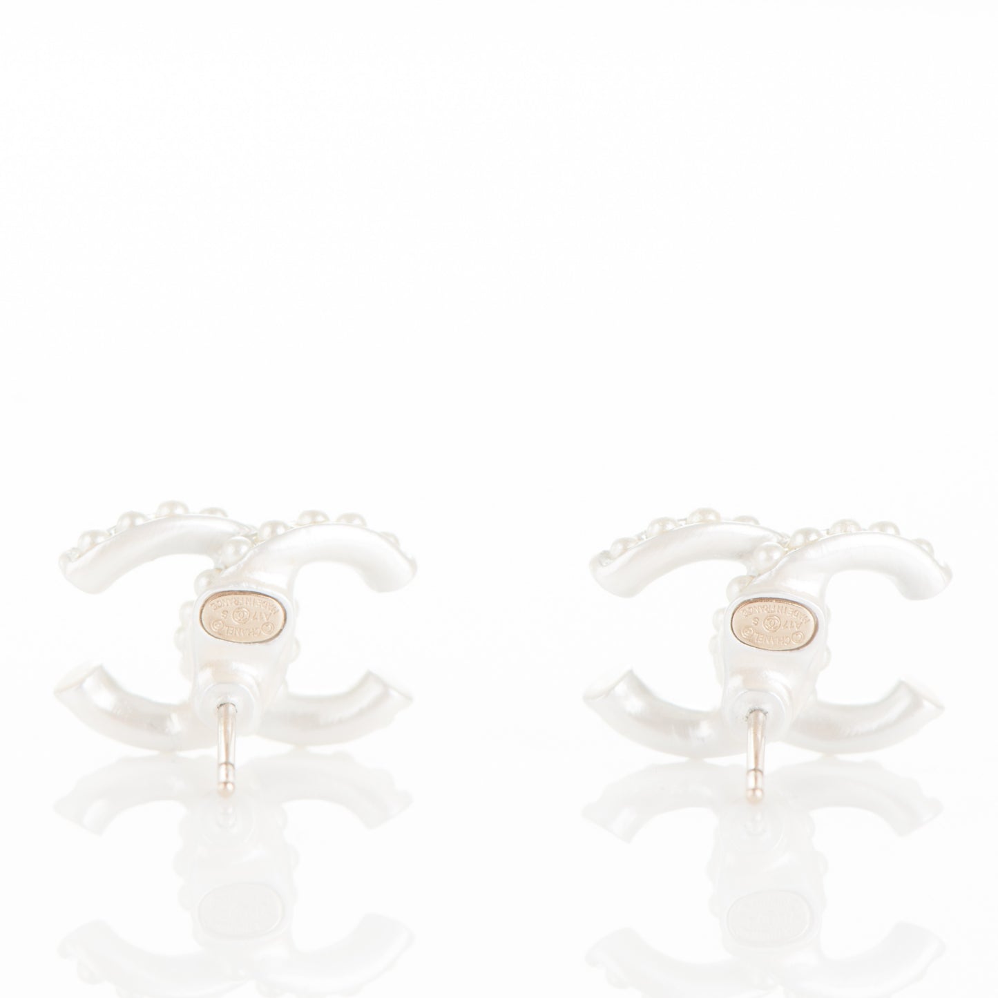 Pearl CC Earrings Gold Pearly White