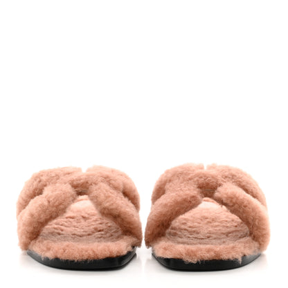 Hermes Woolskin Oran Sandals 37 Rose Aube 2 of 8