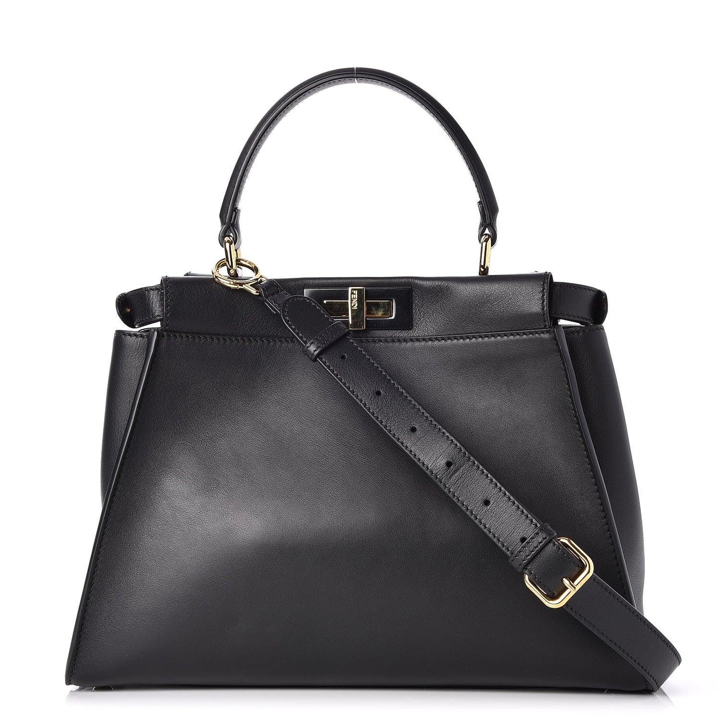 Vitello Seta Shiny Nappa Medium Peekaboo Iconic Satchel Black