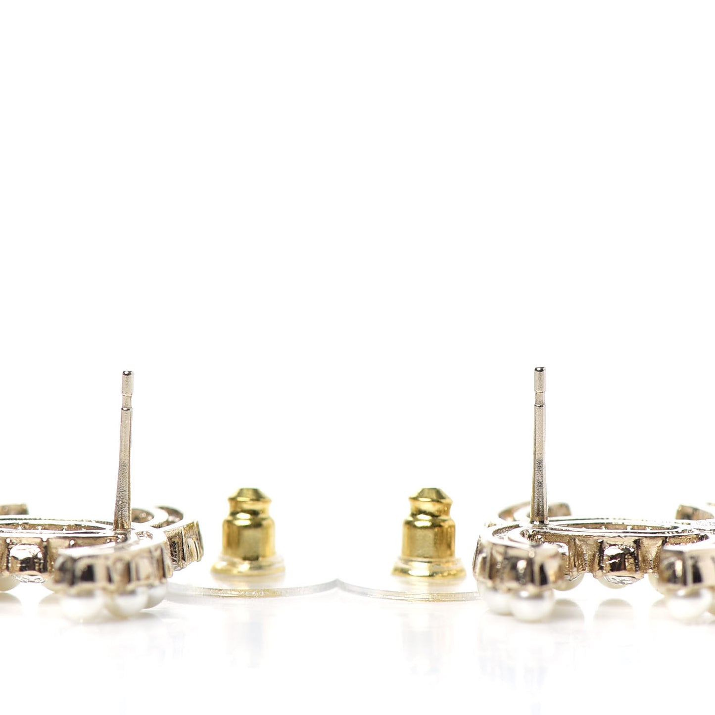 Crystal Pearl CC Dazzling Domino Earrings Gold