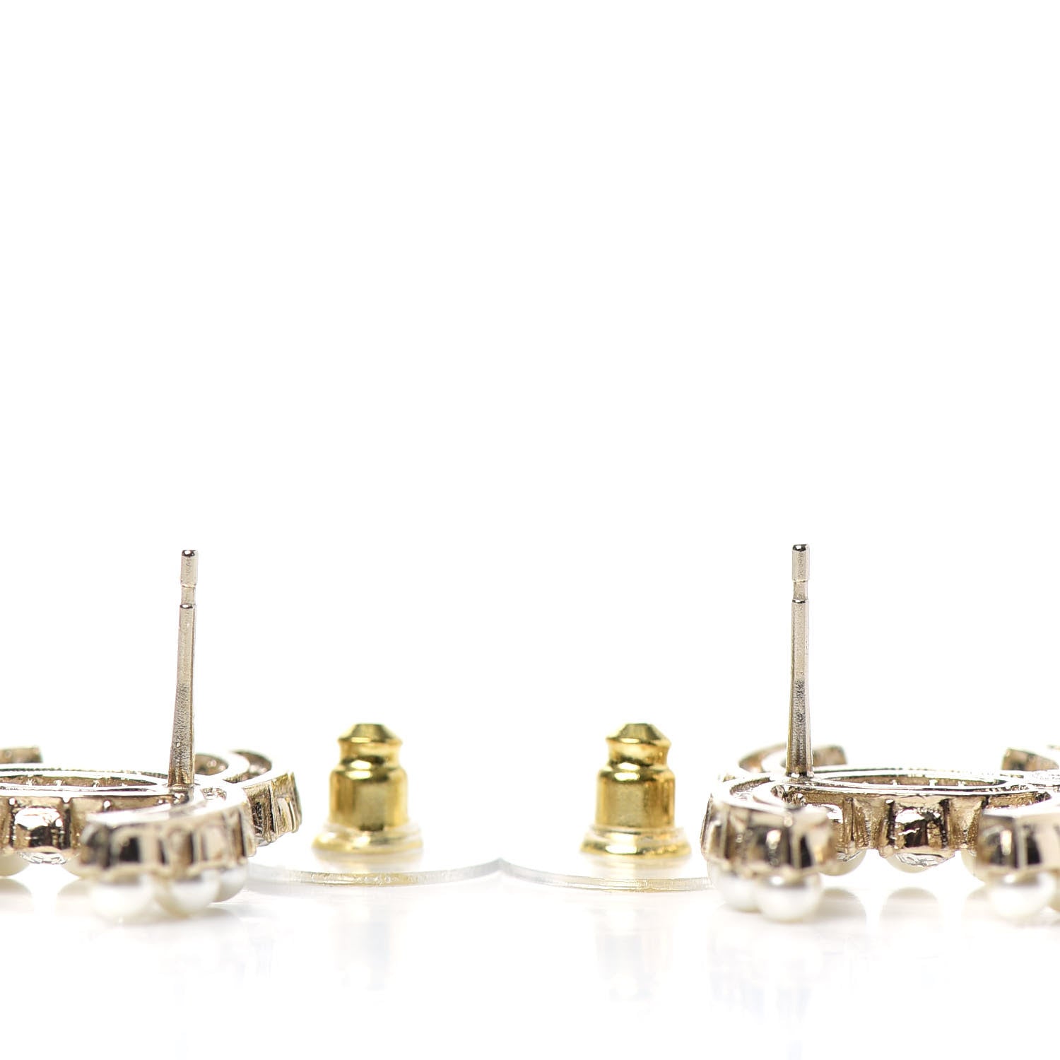 Chanel Crystal Pearl CC Dazzling Domino Earrings Gold 3 of 4