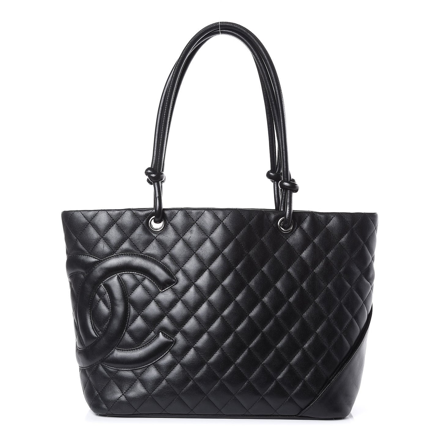 Calfskin Quilted Large Cambon Tote Black