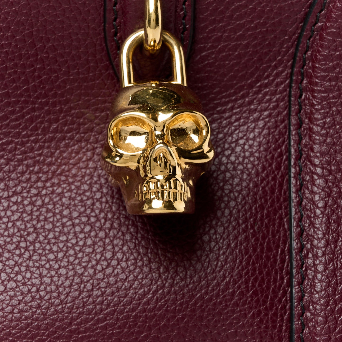 Pebbled Calfskin Mini Padlock Tote Bordeaux