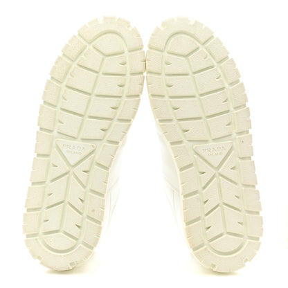 Prada Calfskin Shearling Metal Triangle Logo Sneakers 35.5 White 6 of 9