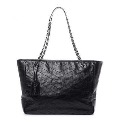 Saint Laurent Crinkled Calfskin Matelasse Monogram Large Niki Shopping Tote Bag Black 1 of 10