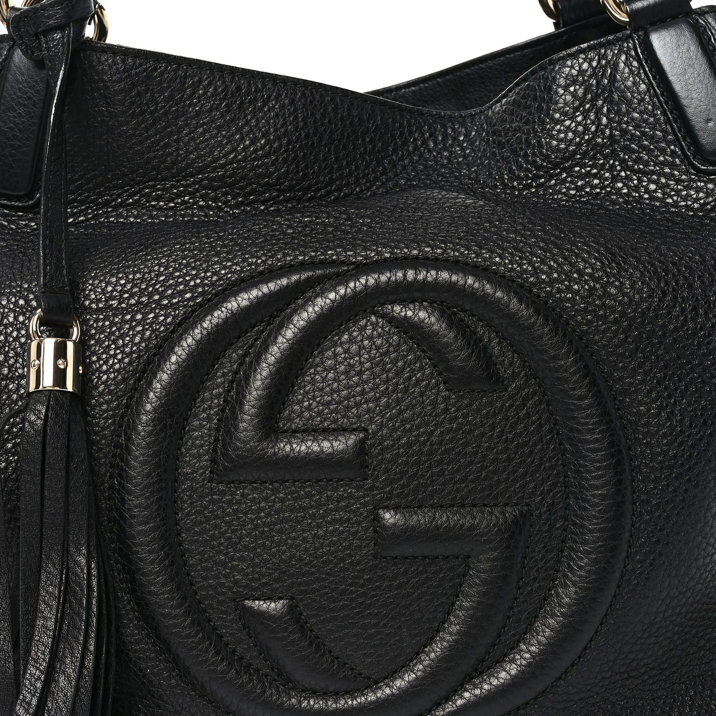 Pebbled Calfskin Medium Soho Shoulder Bag Black