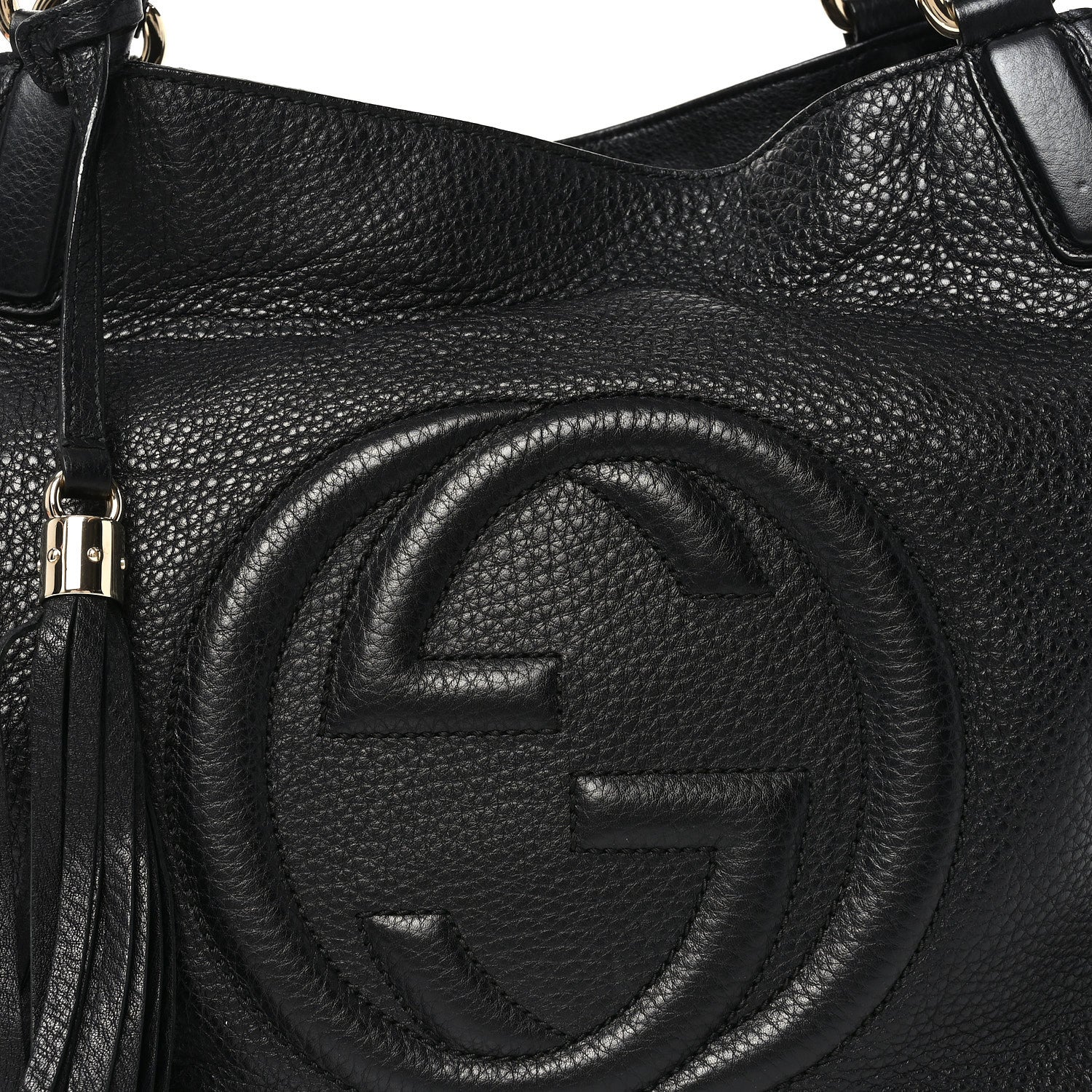 Gucci Pebbled Calfskin Medium Soho Shoulder Bag Black 7 of 9