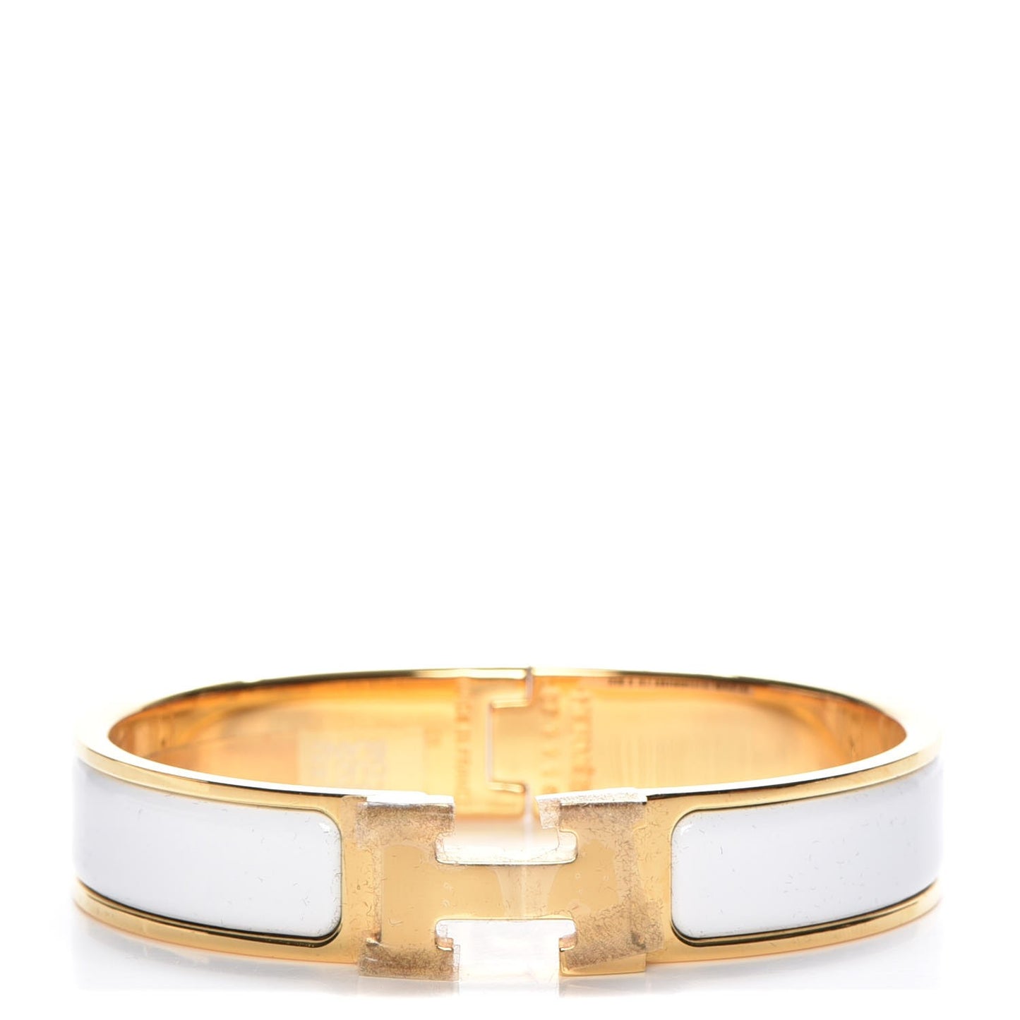 Enamel Narrow Clic Clac H Bracelet PM White