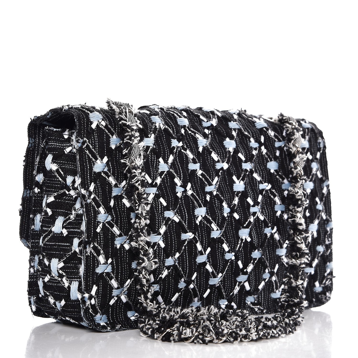 Chanel Denim Woven Medium Flap Light Blue 3 of 8