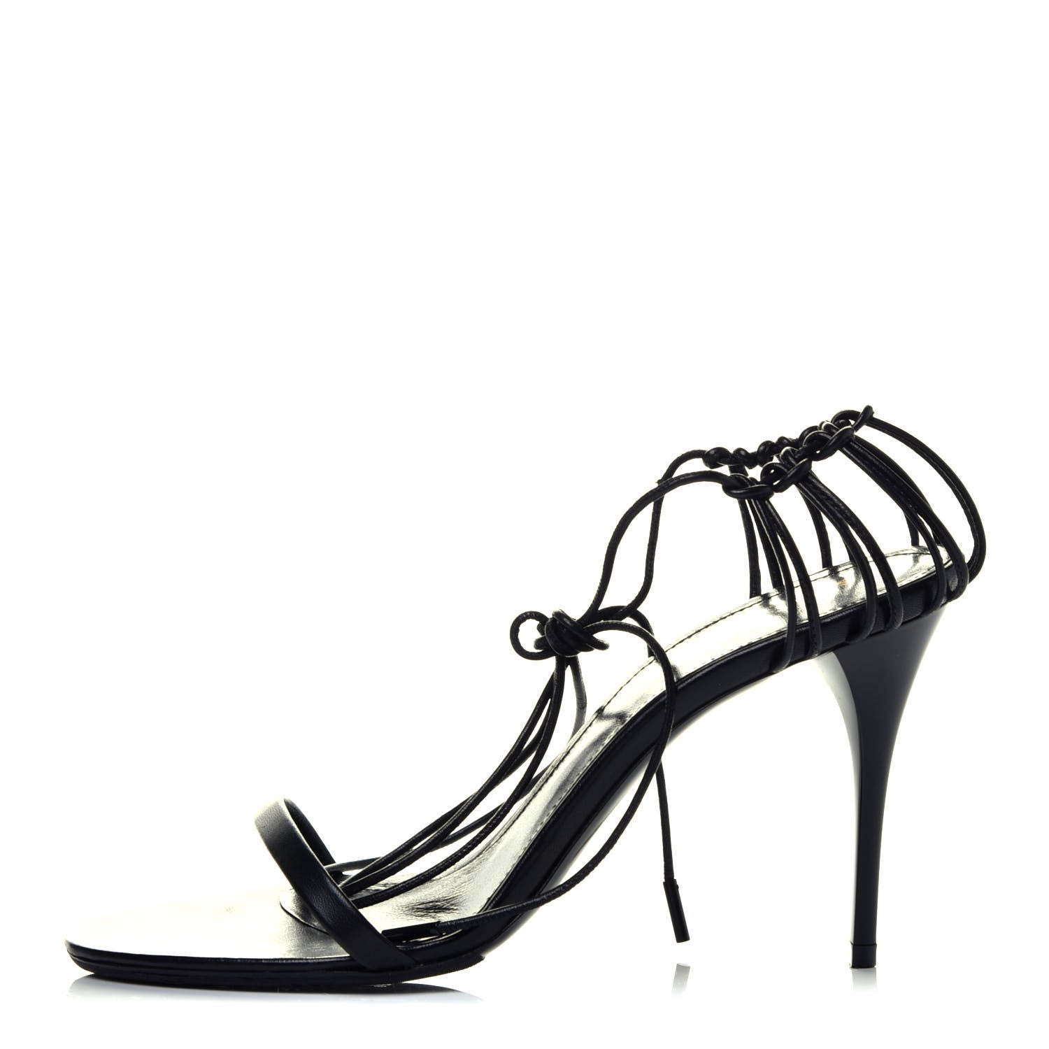 Saint Laurent Calfskin Lexi 90 Ankle Strap Sandals 37 Black 1 of 8