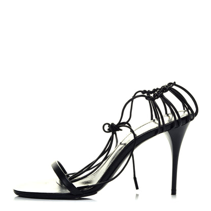 Saint Laurent Calfskin Lexi 90 Ankle Strap Sandals 37 Black 1 of 8