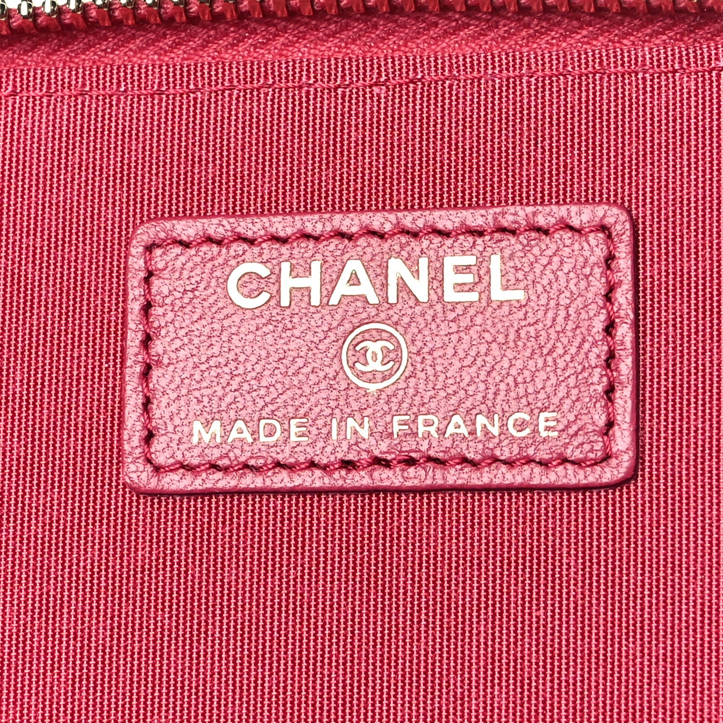 Lambskin Quilted Small Top Handle Vanity Case With Chain Dark Pink