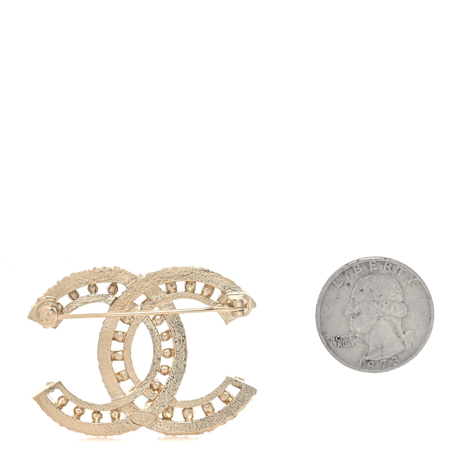 Chanel Crystal CC Brooch Light Gold 2 of 4