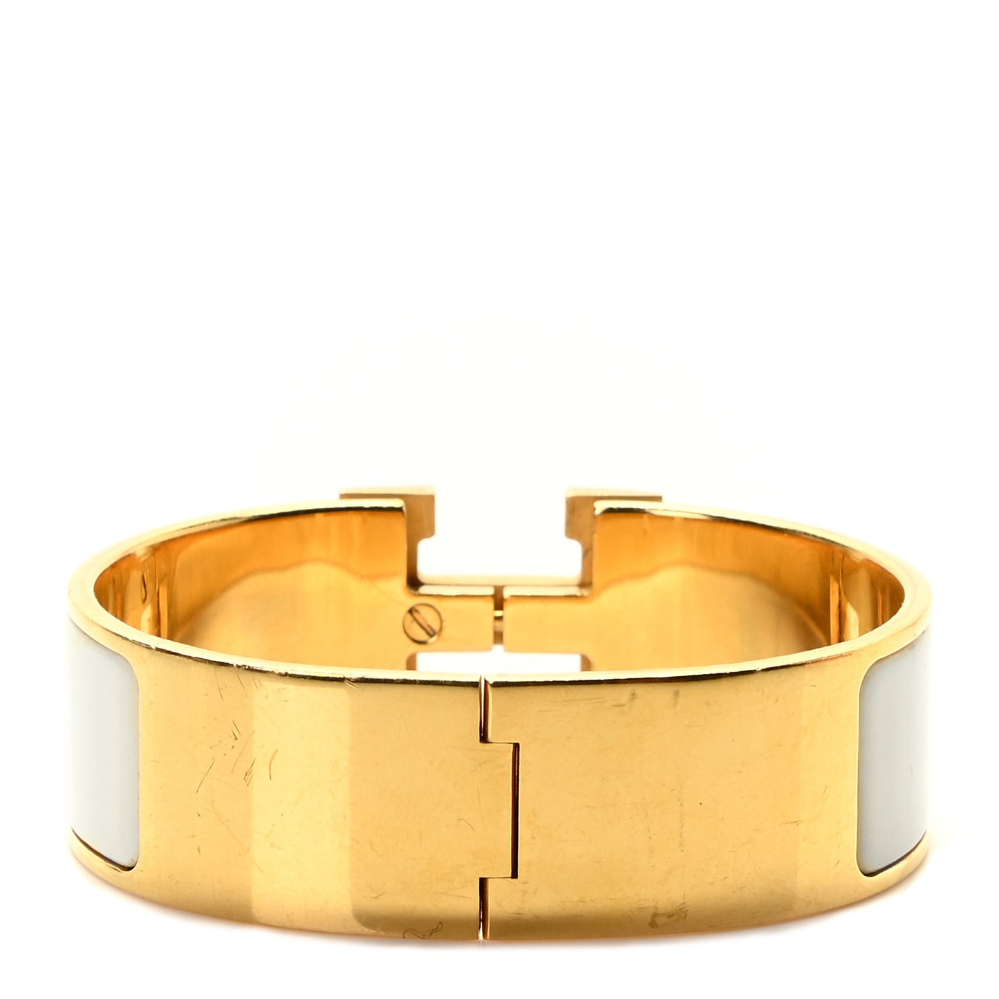 Enamel Wide Clic Clac H Bracelet GM White