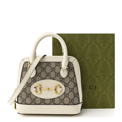 Gucci GG Supreme Monogram Azalea Calfskin Mini Horsebit 1955 Top Handle Bag Beige Ebony Mystic White 12 of 12