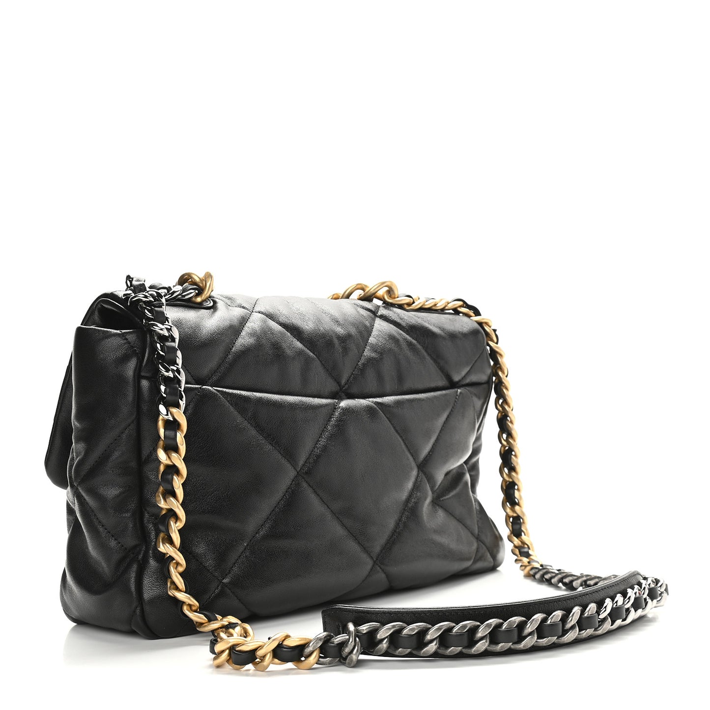 Lambskin Quilted Large Chanel 19 Flap Black