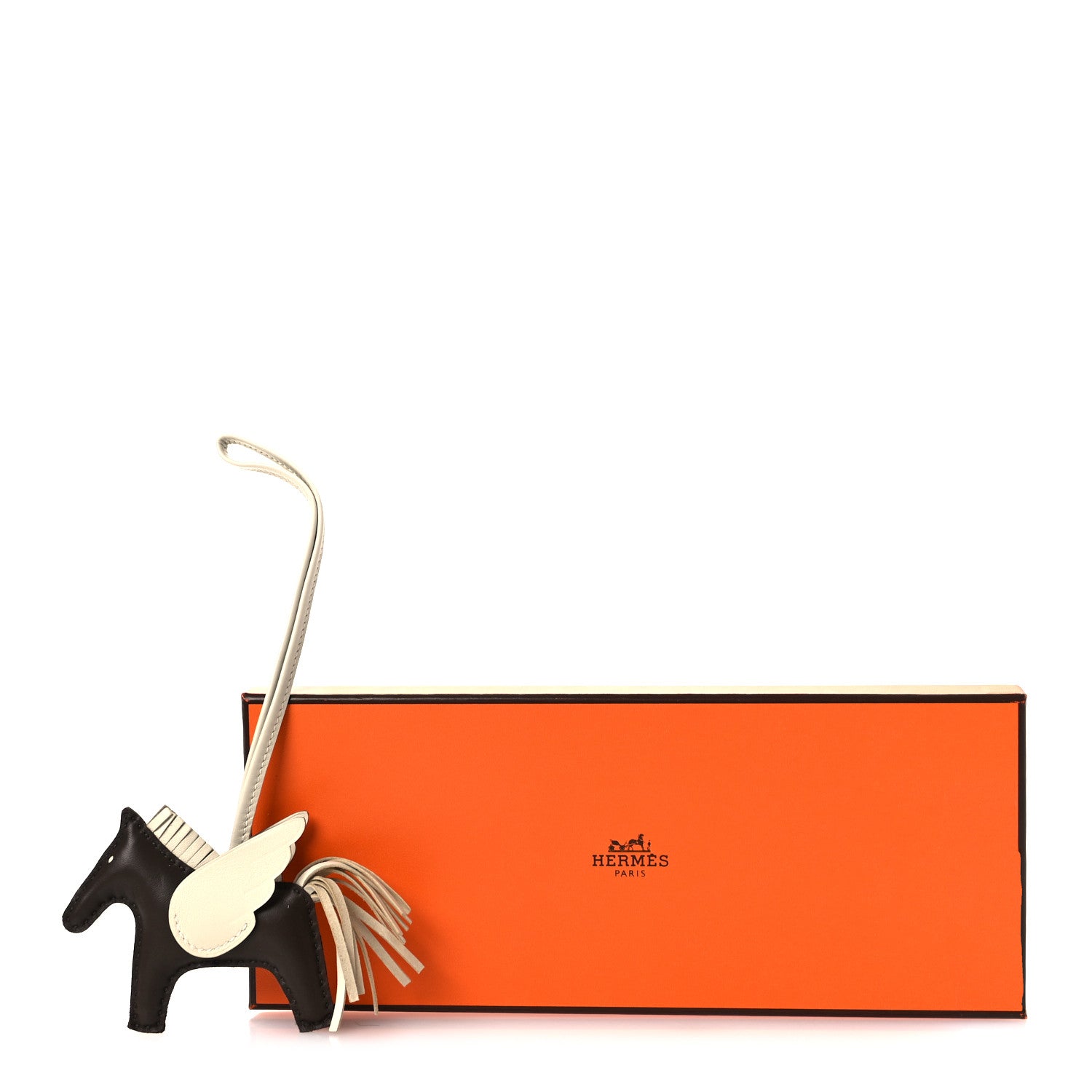 Hermes Milo Lambskin Grigri Rodeo Pegase Horse Bag Charm PM Chocolat Craie 5 of 5