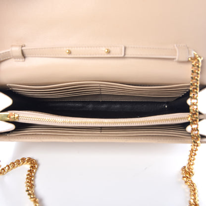 Saint Laurent Grain De Poudre Matelasse Chevron Monogram Chain Wallet Nude Powder 5 of 10