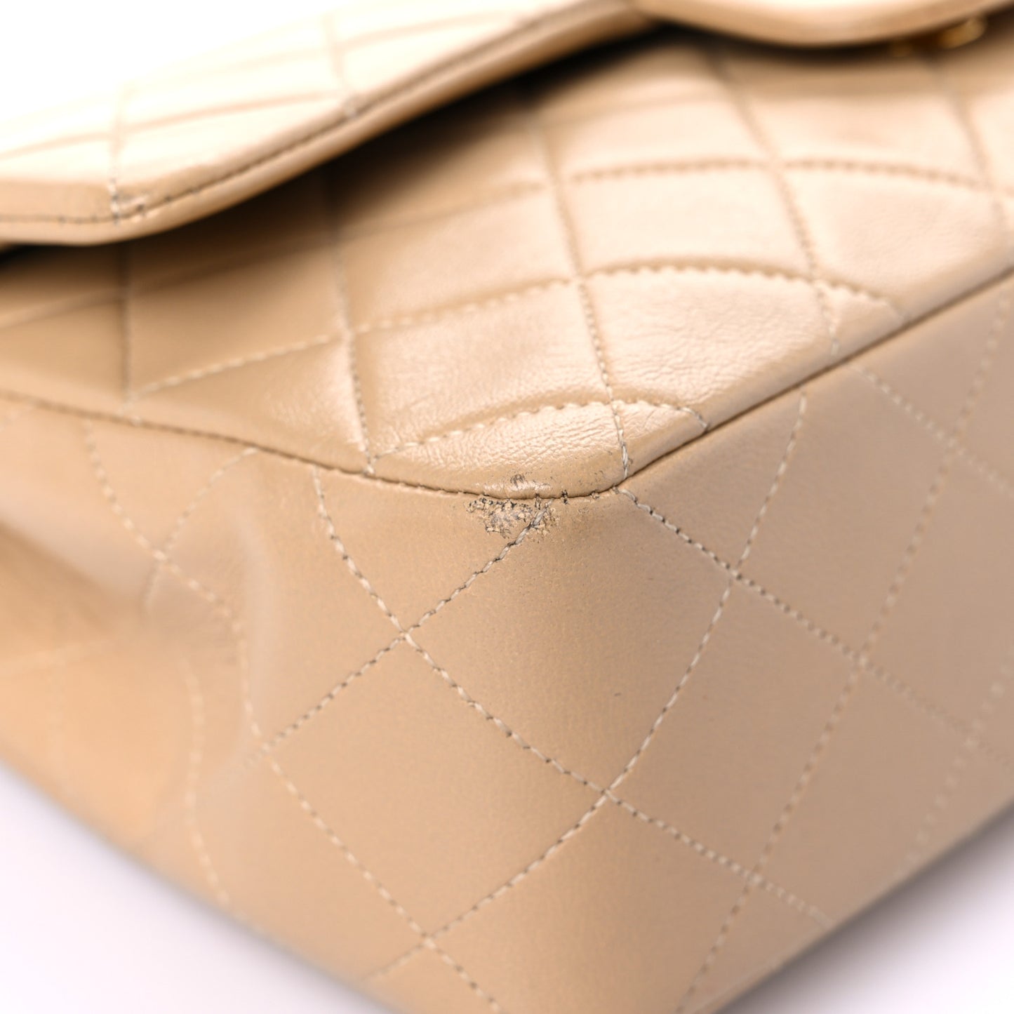 Lambskin Quilted Small Double Flap Beige