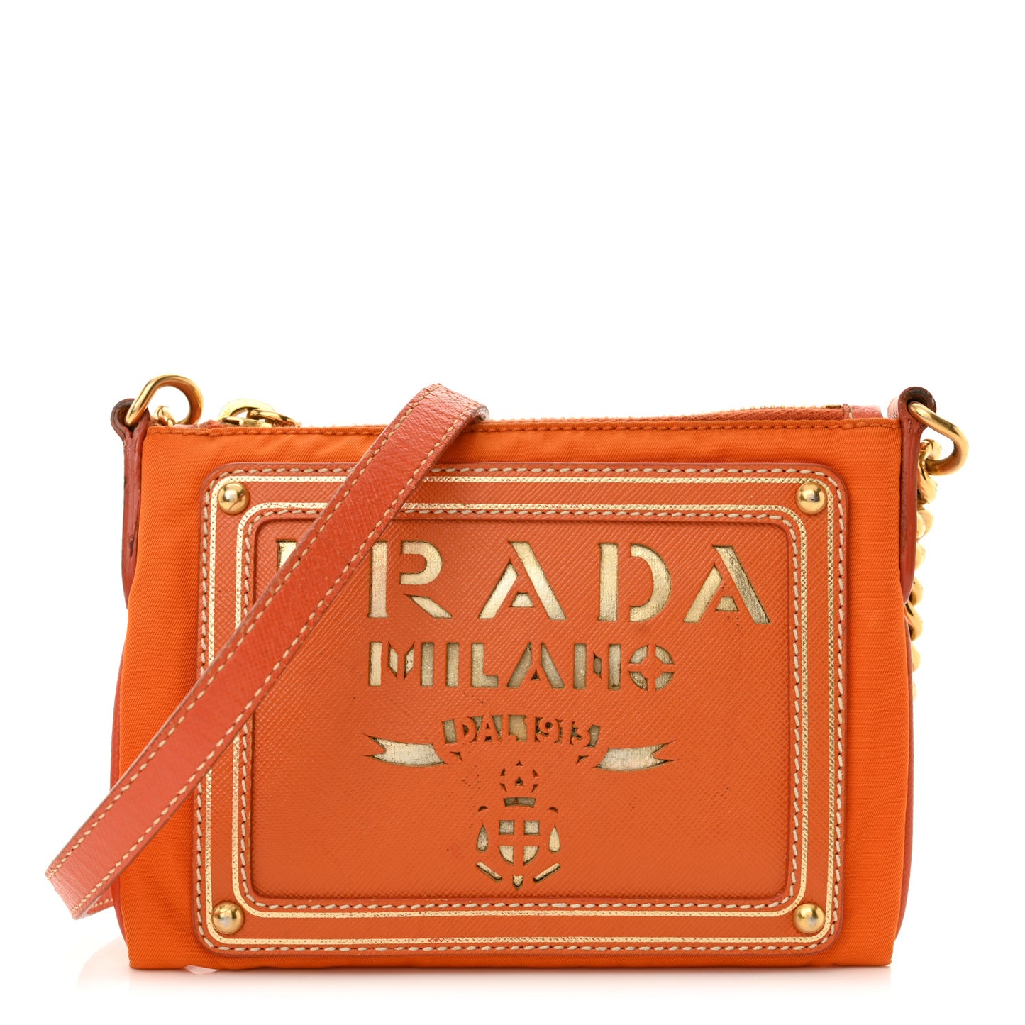 Tessuto Nylon Saffiano Logo Crossbody Bag Orange