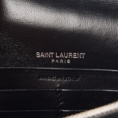 Saint Laurent Velvet Crystal Monogram Tassel Chain Wallet Black 7 of 10