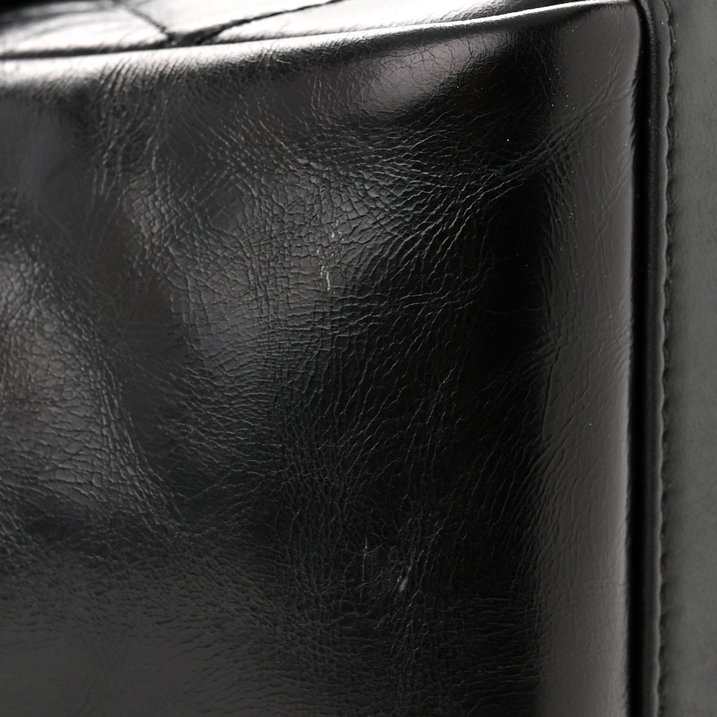 Calfskin Quilted Large Gold Bar Top Handle Flap Black