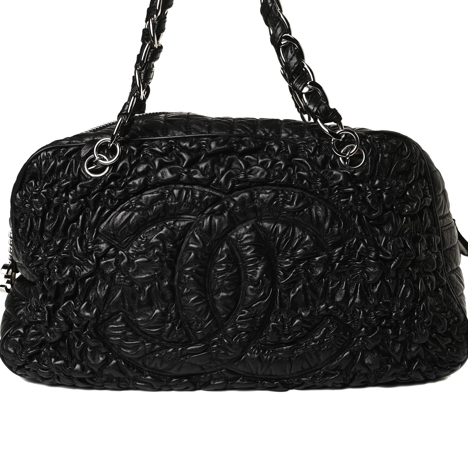 Chanel Lambskin Astrakhan Bowler Black 8 of 12