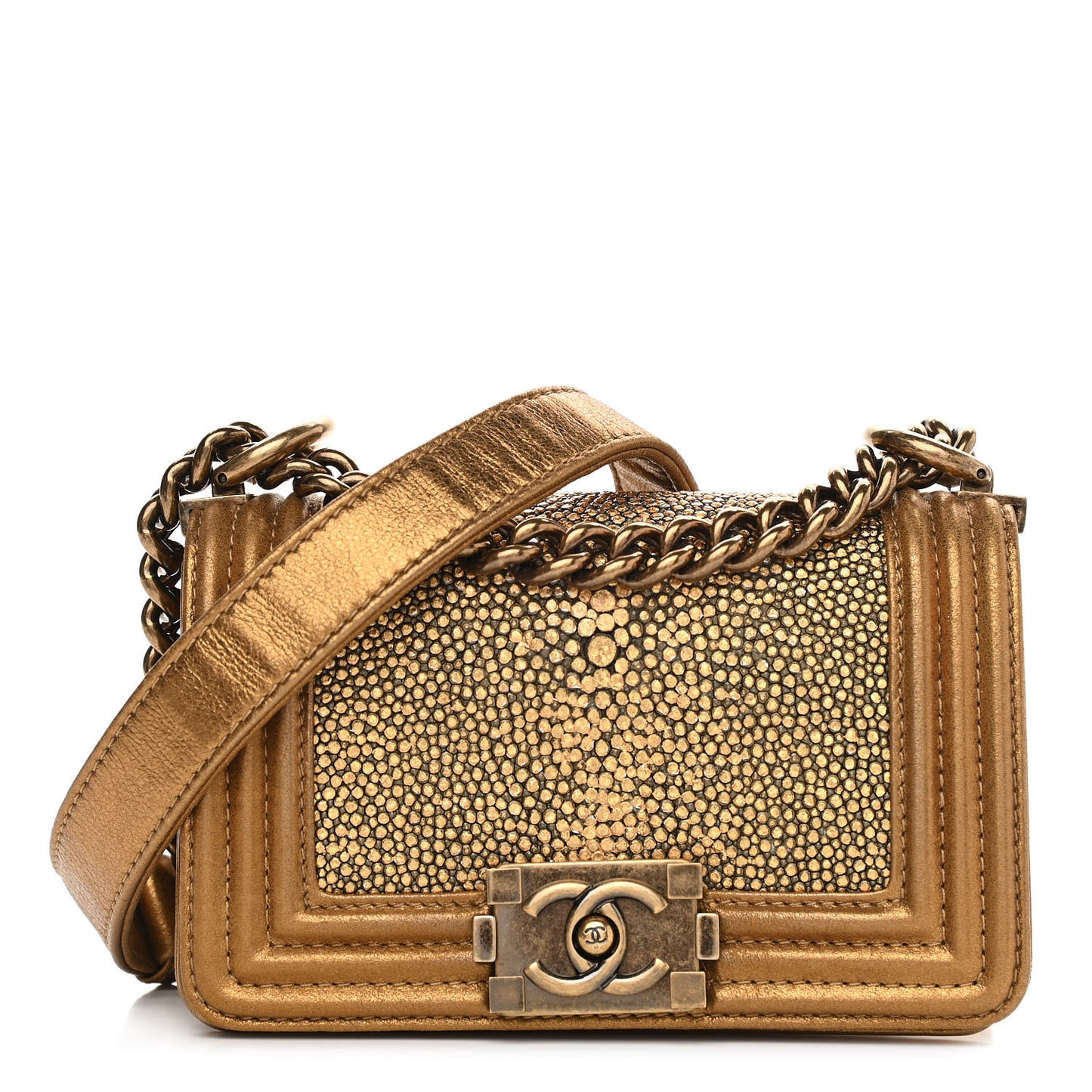 Galuchat Stingray Mini Boy Flap Gold