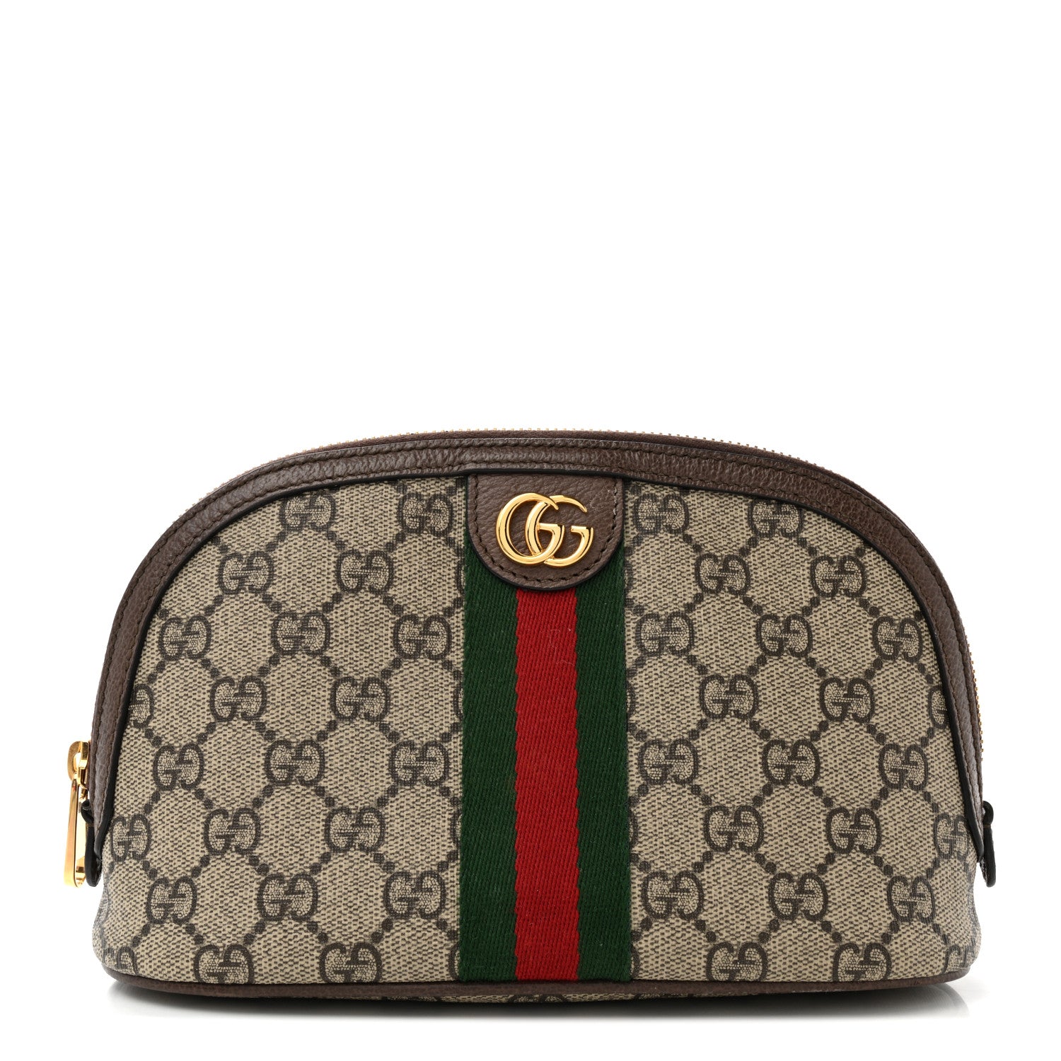 Gucci GG Supreme Monogram Textured Calfskin Web Large Ophidia Cosmetic Case Beige Ebony New Acero 1 of 9