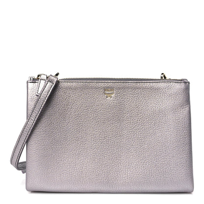 MCM Grained Calfskin Milla Double Crossbody Bag Spike Silver 1 of 11