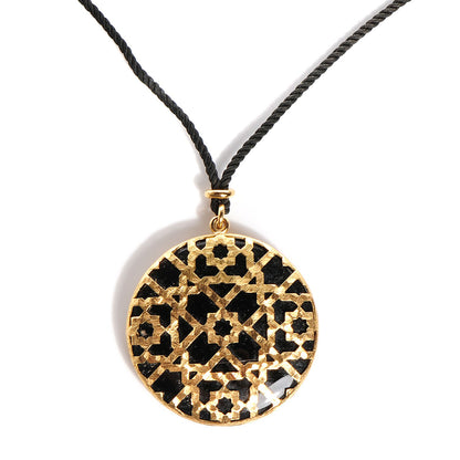 Tiffany 18K Yellow Gold Black Onyx Paloma's Marrakesh Dome Pendant Necklace 6 of 10