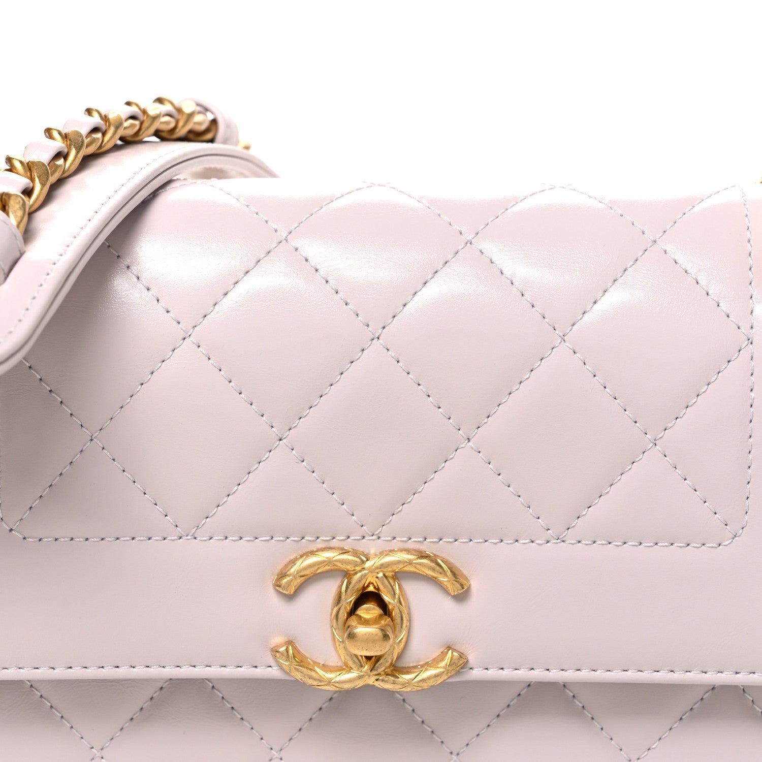 Chanel Shiny Calfskin Quilted Coco Crush Handle Flap Light Purple 8 of 11
