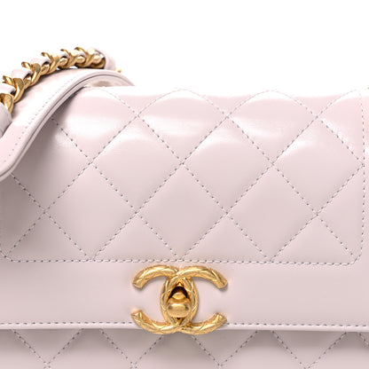 Chanel Shiny Calfskin Quilted Coco Crush Handle Flap Light Purple 8 of 11