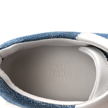 Hermes Denim Suede Goatskin Bouncing Sneakers 37 Bleu Clair White 8 of 9